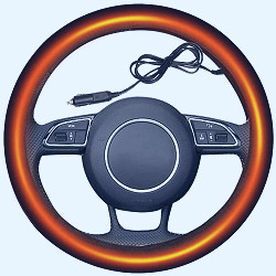 Heated Steering Wheel Cover- 12V Black Warmer Car Steering Heater- 15 inch  Electrical Wheel Cover - Walmart.com